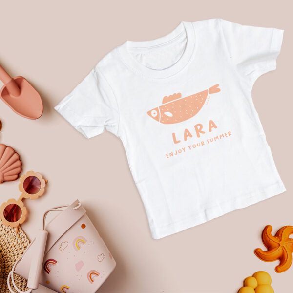 camiseta summer niño coral personalizada