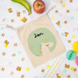 Bolsa almuerzo unicornio personalizada nombre MrMint