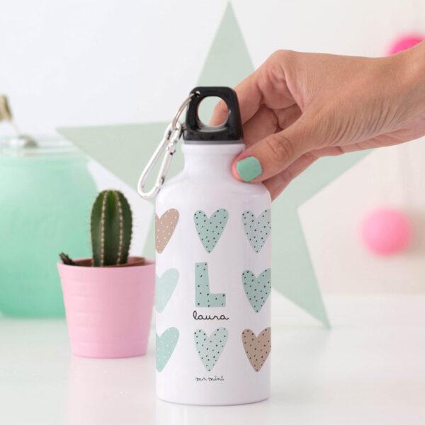 Botella aluminio personalizada MrMint corazones