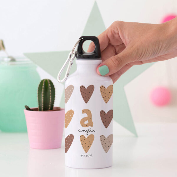 Botella aluminio personalizada MrMint corazones