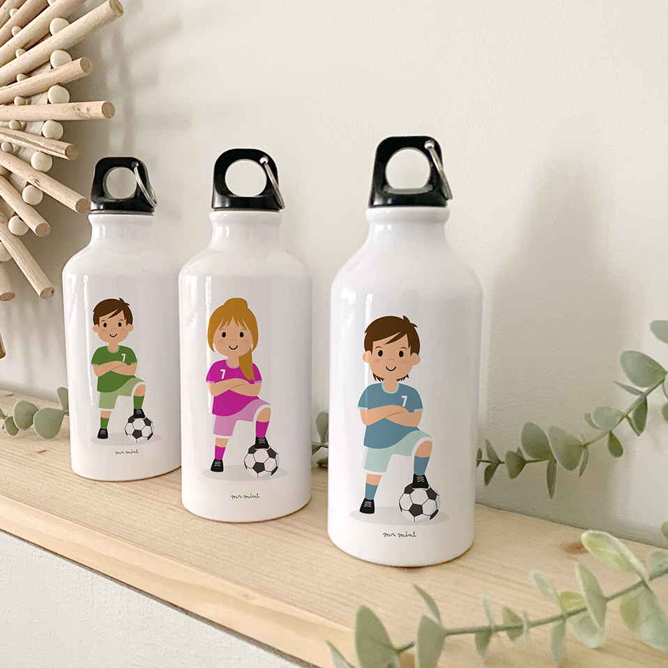 Botellas eventos aluminio futbol personalizada